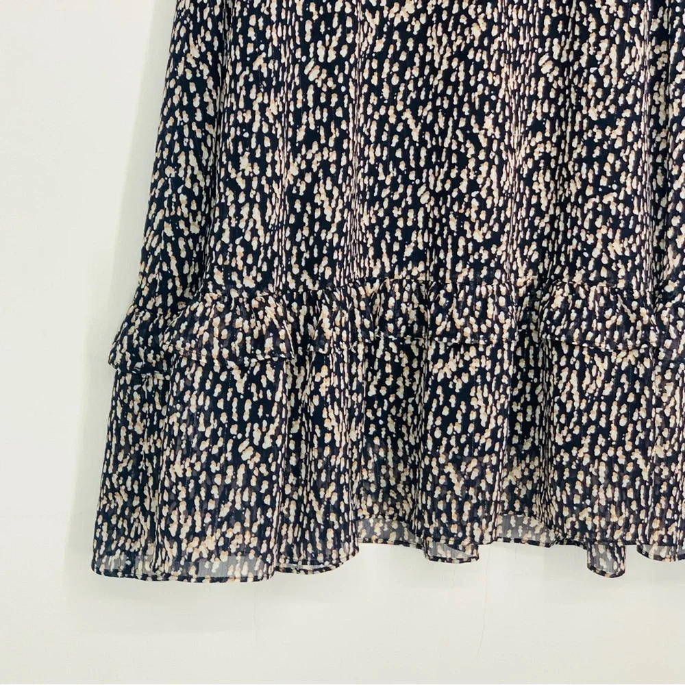 Soft Surroundings Hazel Dress Dotted Print V-neck Front Tassel Sz. Medium Petite